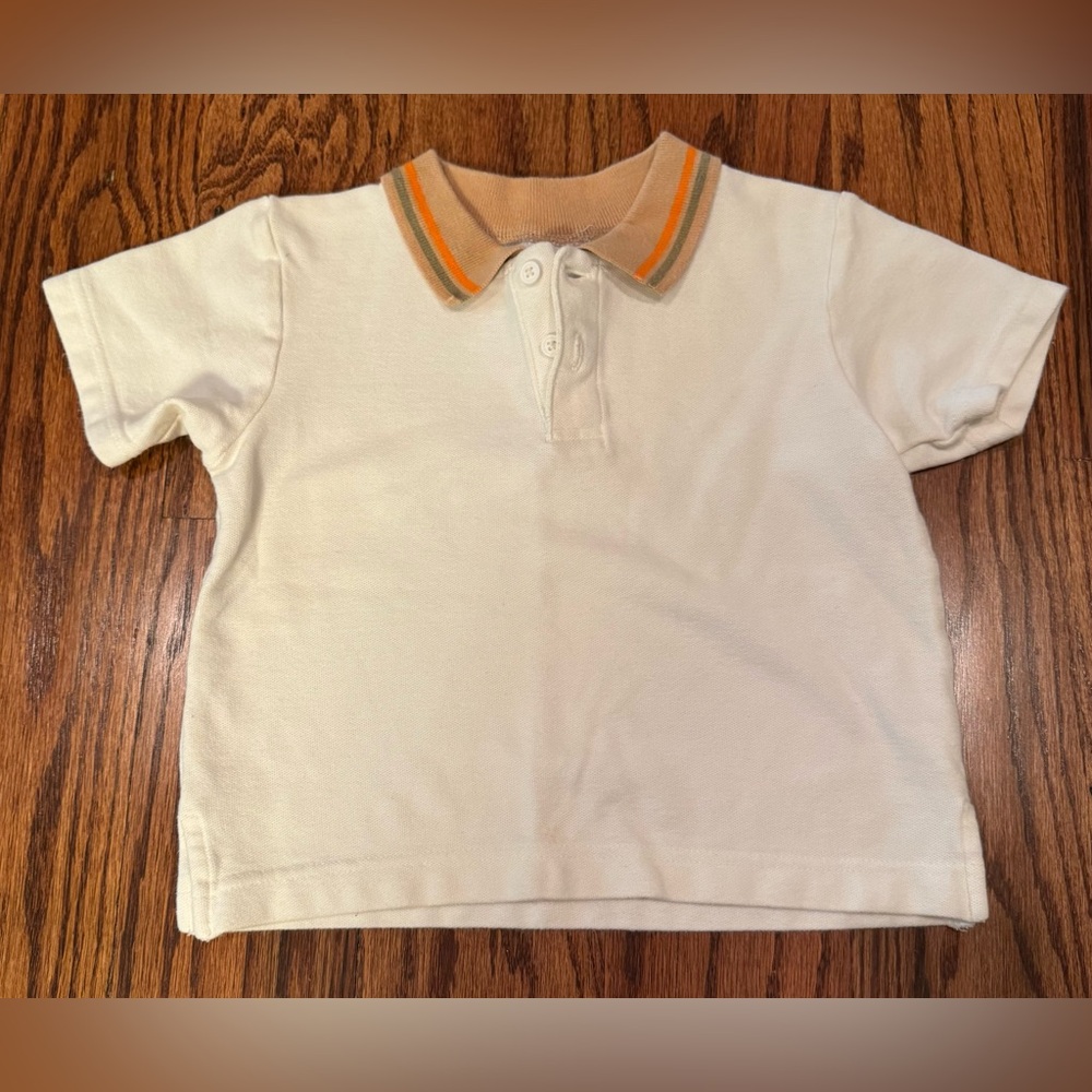 Vintage Gymboree Cream and Tan Polo Top